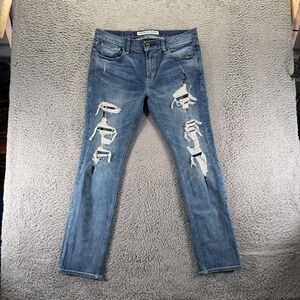 Express Rocco Jeans Mens 36x32 Blue Cotton Denim Skinny Slim Distressed Stretch